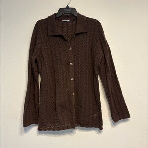 EARTHBOUND Trading Company knitted button up Brown sweater. Size Large. PO